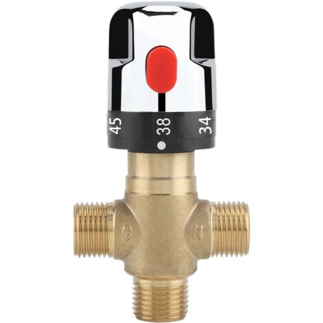 Mitigeur Thermostatique, Vanne de Contrôle de la Température de L'eau en Laiton Massif G1/2, Mitigeur Thermostatique à Trois Voies (1/5)