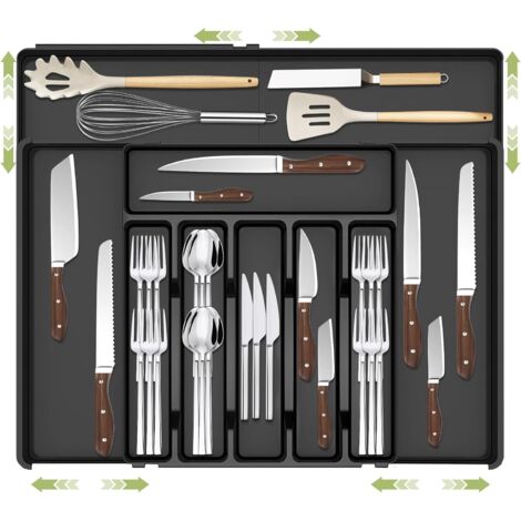Tiroir à couverts extensible, organiseur de tiroir à couverts de cuisine, range-couverts avec 9 compartiments, 30 cm-53 cm, organiseur de tiroir (1/5)