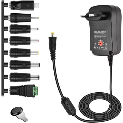 30W Alimentation Universelle AC DC 3V 4.5v 5V 6V 7.5V 9V 12V Adaptateur Multi avec Port USB, pour 3-12V Household Electronics, Router Speaker Lamp (1/5)