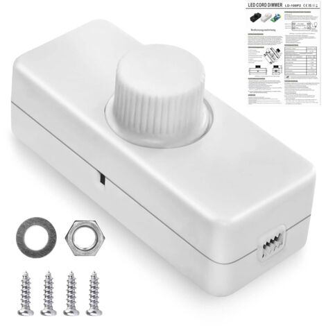 Variateur LED 220V avec Molette – Pour Lampe LED ou Halogène Dimmer – 3 à 100W, Couleur Blanche (1/5)