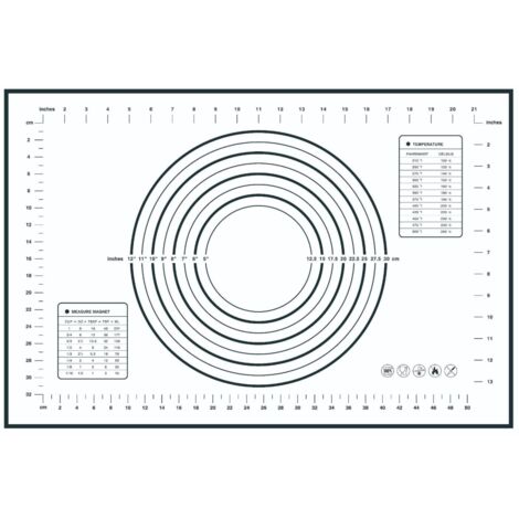Tapis de Cuisson en Silicone Anti-adhésif Tapis de Pâte avec Mesures (Le Noir,60 x 40 cm) (1/5)