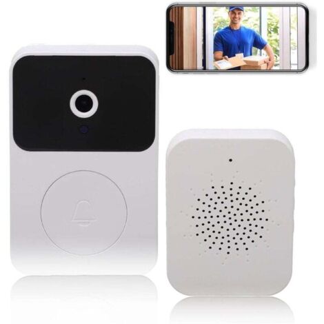 Sonnette sans Fil avec Camera, Sonnette sans Fil Exterieur, Support des appels vidéo, Talk - Talk Variable, Capture d'image, Vision Nocturne（Blanc）