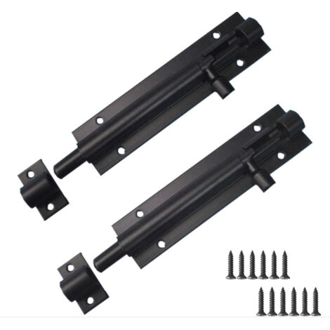 Serrure à boulon de porte à la mode noir 2 pièces,88x25mm,serrure coulissante à boulon en acier inoxydable (1/5)