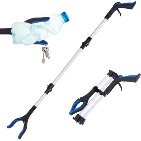 109cm Pince Ramasse Objet avec Crochet Magnétique, Pince Préhension Aluminium Pliable, Outils Ramassage Sans Baisser, Collecteur Dechets Rotative 360° pour Personnes Mobilité Réduite, Âgées,Handicapés