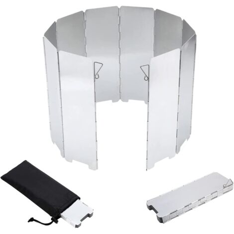 Pare-Vent Pliable en Alliage d'aluminium,10 Plaques Assiettes Pare-Vent de Camping Portable,Plein Air Pare-Brise pour Réchaud Extérieur Pique-Nique (1/5)