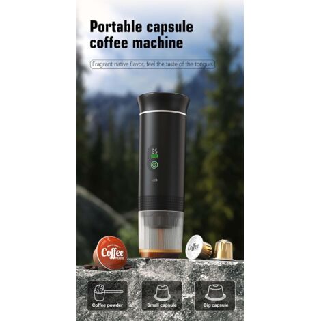 Machine à Cafe Portable, 3 en 1, Cafetiere Portable 12V, Auto-Chauffage, Petites Capsules, Grandes Capsules, Capsule de Poudre, - Electroménager