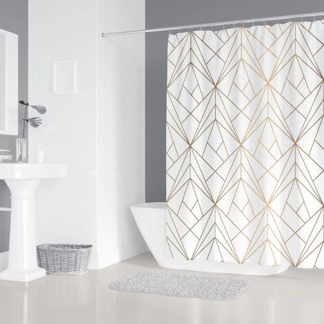 WENKO Rideau de Douche antimoisissure | Revêtement antibactérien et Hydrofuge | Base lestée | Lavable en Machine 30° | Anneaux Rideau de Douche Inclus | Polyester | 180x200 cm | Gris