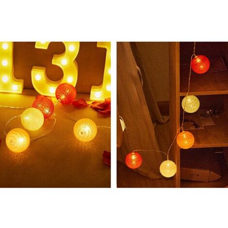 Guirlande lumineuse LED Boules de coton Jaune-Gris - France