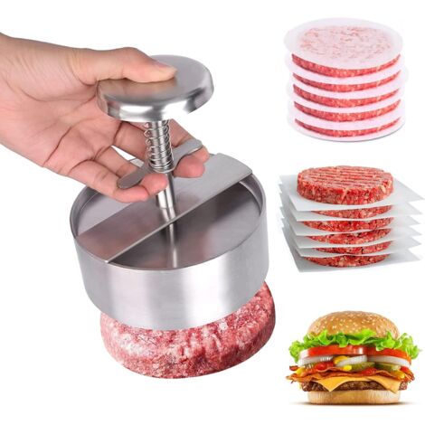 304 Acier Inoxydable Presse à Hamburge, Ajustable Steak Haché Presse à Burger, Antiadhésive Moule Steak Haché pour Fête, Barbecue (1/5)