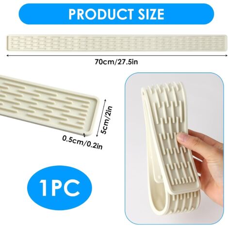 Tapis De Robinet Silicone 2 Pièces 39,5 X 11 Cm – Égouttoir Évier Cuisine Anti-Éclaboussures Gris