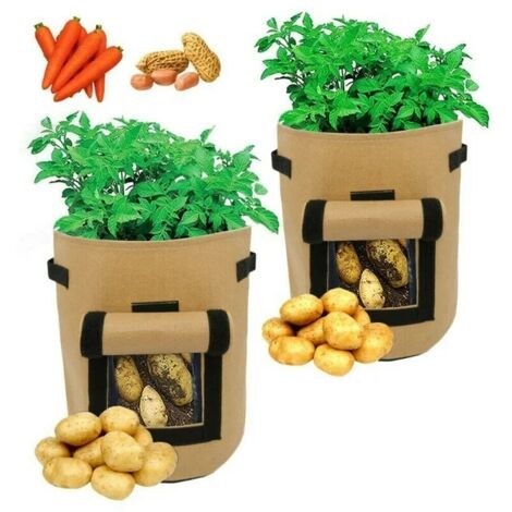 Sacs de culture de pommes de terre, 2 PCS 4 gallons, sac de culture robuste, Pots en tissu avec poignées