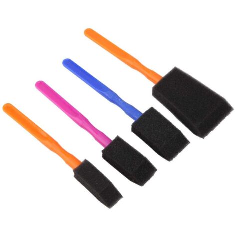 Lot De 4 Pinceaux éponge Avec Manche Bois - Pour Peinture à L'eau, Projets DIY, 4 Tailles Différentes
