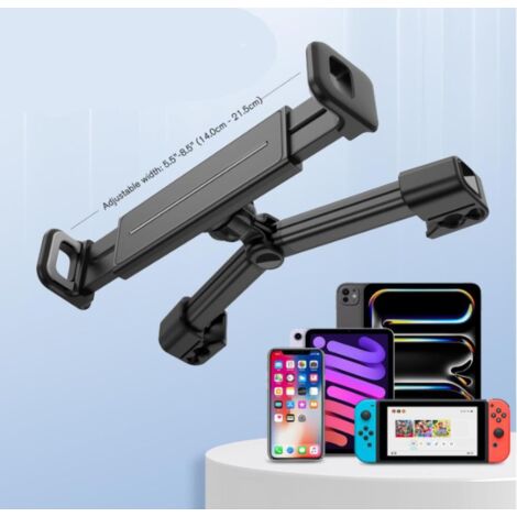 Support Tablette Pour Appuie-tête De Voiture - Ajustable 6-27 Cm, Rotation 360°, Stable, Pour Sièges Arrière - 7