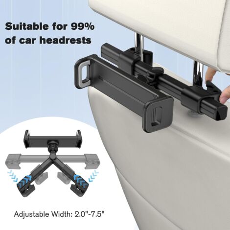 Support Tablette Pour Appuie-tête De Voiture - Ajustable 6-27 Cm, Rotation 360°, Stable, Pour Sièges Arrière - 4