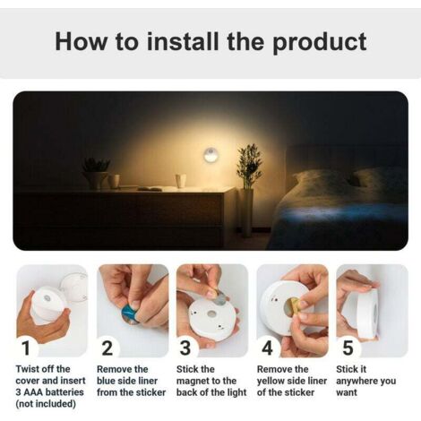 Veilleuse Avec Capteur - Détection Automatique - Éclairage LED Basse Consommation - Pour Chambre, Cuisine, Salle De Bain