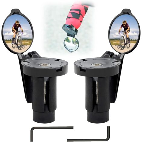 Miroirs de Vélo Ajustable à 360°, Retroviseur Trotinette Electrique Pliable, Retroviseur Embout de Guidon 16-22mm Universel pour les Vélos Électriques