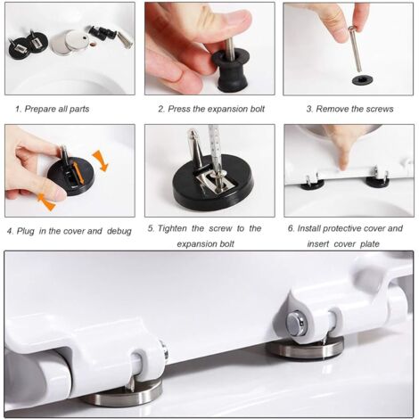 Lot De 2 Fixation Abattant Wc Universel, Charnière De Siège De Toilette