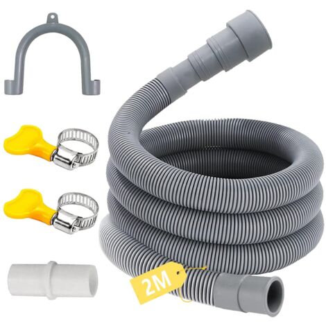 Tuyau Vidange Lave Vaisselle, 1M/1.5M/2M/3M/4M/5M/6M Rallonge de Tuyau de Vidange, avec SuPETort Forme U et Colliers de Serrage,2M)