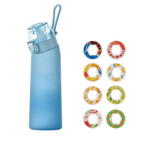 Bouteille d'eau 700 ml, pour l'école, le sport, la salle de sport, avec 8 dosettes parfumées et paille, gourde aromatisée, gobelet de sport (1/5)