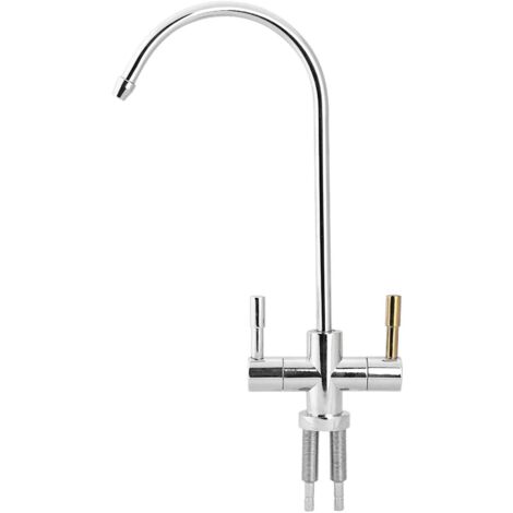 Robinet d'évier à double trou de 1/4 po, filtre à eau potable à osmose inverse chromé (1/5)