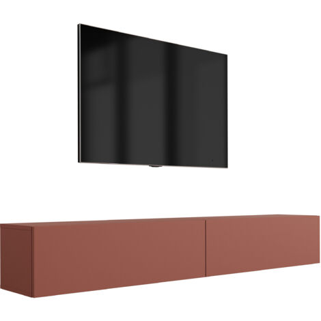 Meuble TV : Rouge Brique, 200 (2 × 100) × 34 × 32 cm