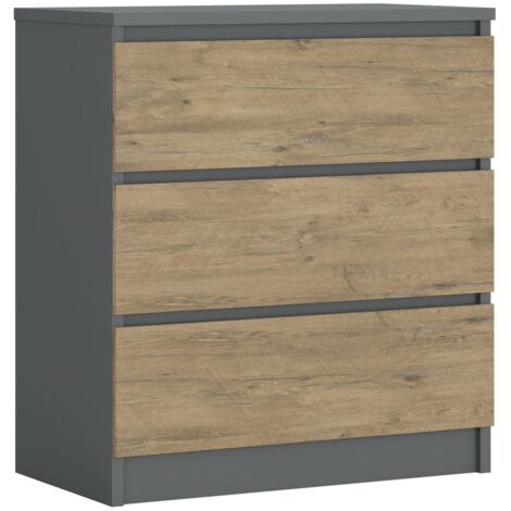 Commode 3 Tiroirs : Anthracite / Chêne Lancelot, 70 × 39 × 79 cm (1/5)