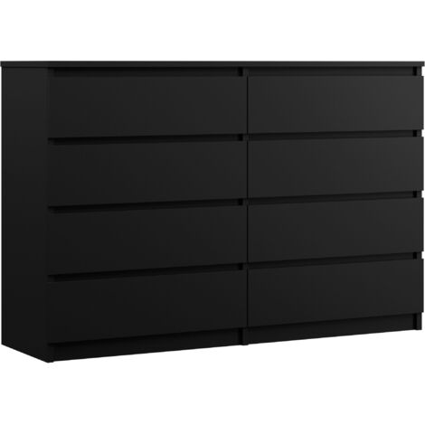 Commode 8 Tiroirs, Noir Mat, 138 × 101 × 39 cm (1/5)