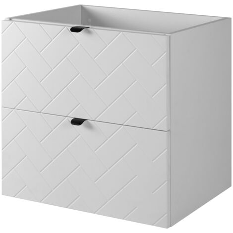 Meuble de salle de bain, Blanc Mat, 60 × 57 × 46 cm, poignées noires (1/5)