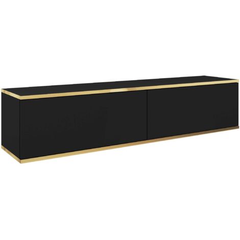Meuble TV, Noir, 135 × 30 × 32 cm, Push to Open (1/5)