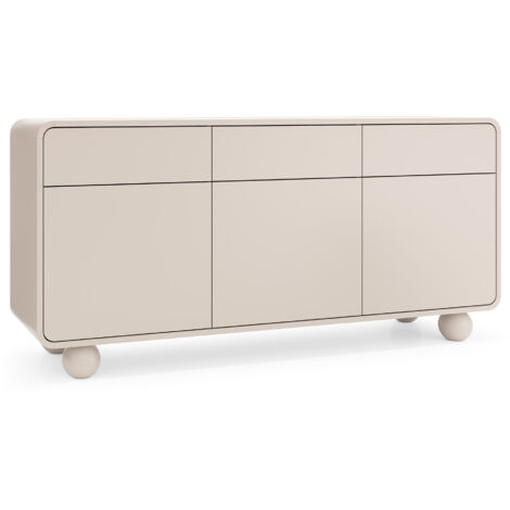 Buffet en cachemire avec trois armoires et trois tiroirs – Design moderne, pieds boule, 160 × 75 × 39 cm (1/5)