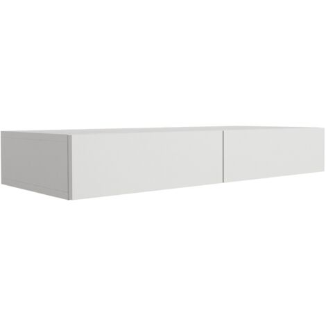 Coiffeuse suspendue avec deu× tiroirs, façade lisse - Couleur : blanc, 100 × 40 × 16 cm (1/3)