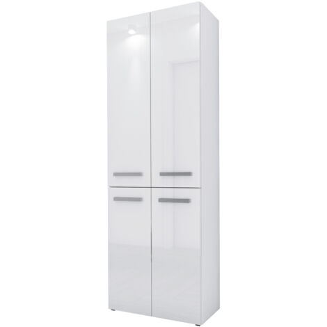 Meuble salle de bain, 174 × 30 × 60 cm, Blanc Mat / Blanc Brillant (1/5)