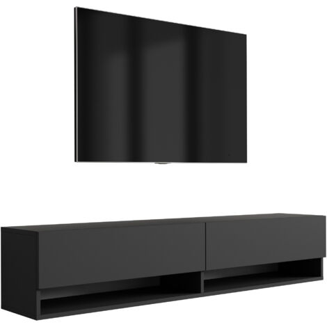 Meuble TV 170 cm Noir Mat, 170 × 32 × 34 cm (1/5)