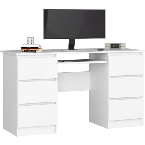 Bureau : 6 tiroirs des 2 côtés, blanc, 77 × 135 × 52 cm (1/5)
