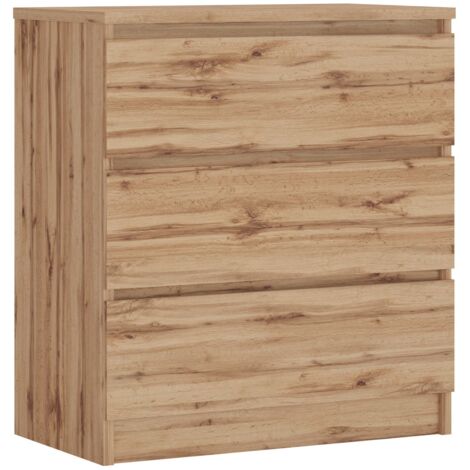 Commode 3 Tiroirs : Chêne Wotan, 70 × 39 × 79 cm (1/5)