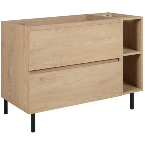 Meuble de salle de bain 100 cm (80+20), pieds, Couleur : Chêne Clair, 100 × 77 × 46 cm, sans plan de travail