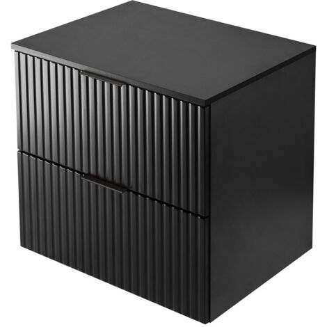 Meuble vasque, Noir, 60 × 57 × 46 cm, poignée noire + Plan de travail (1/3)