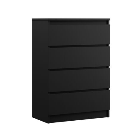 Commode 4 Tiroirs, Noir Mat, 70 × 39 × 101 cm (1/5)