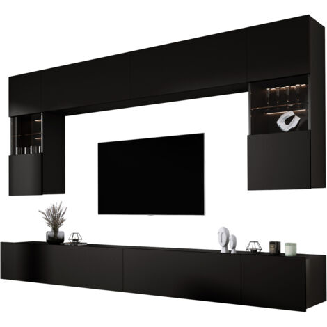 Elément mural : Noir Mat, largeur : 300 cm, profondeur : 42 cm (1/5)