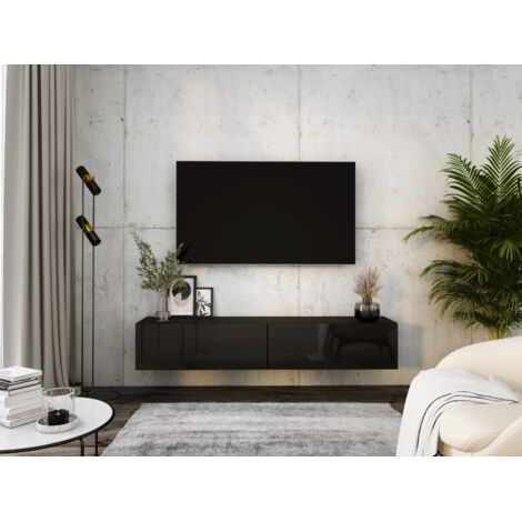 Meuble Tv Suspendu Noir Mat