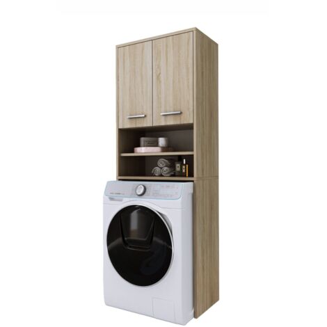 Meuble pour la machine a laver, 2 armoires, 180 × 64 × 30 cm, Chêne Sonoma (1/5)