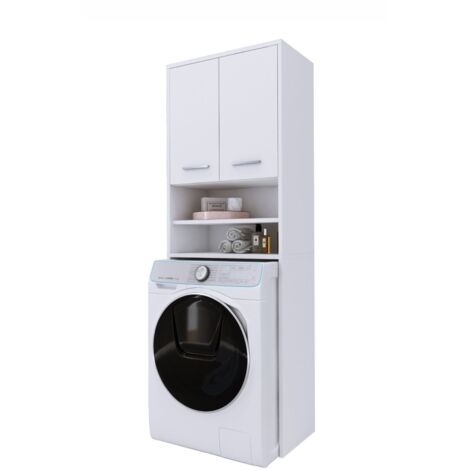 Armoire machine à laver Luis, 190x64cm, Blanc, Blanc, Vicco - Maison