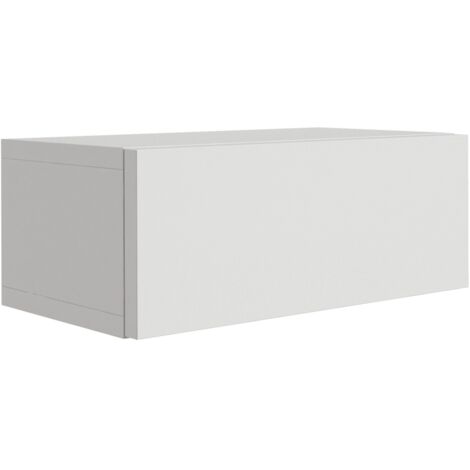 Table de chevet suspendue avec tiroir – façade lisse – Couleur : blanc, 40 × 20 × 16 cm (1/3)