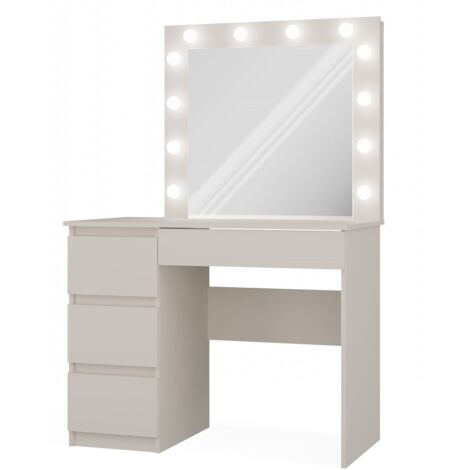 Coiffeuse avec miroir, Éclairage LED : 4 tiroirs, Cachemire, tiroirs sur le côté gauche 76 × 98 × 51cm (1/2)