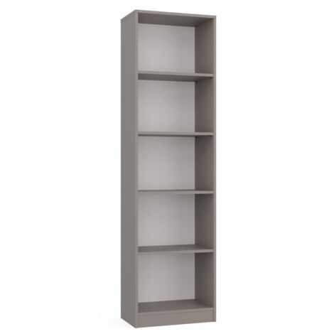 KAFFI - Bibliothèque style scandinave salon - 50x30x181 - 5 tablettes - Étagère à livres - Gris (1/5)