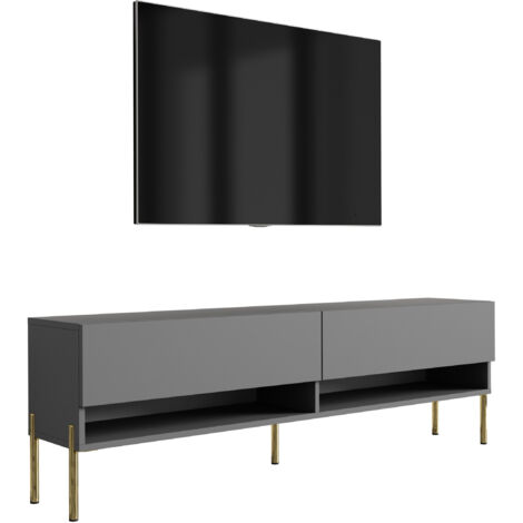 Meuble TV 170 cm Anthracite, pieds droits noirs, 170 × 32 × 52 cm (1/5)