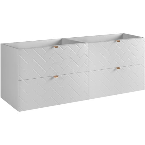 Meuble de salle de bain, Blanc Mat, 160 × 57 × 46 cm, poignées dorées (1/5)