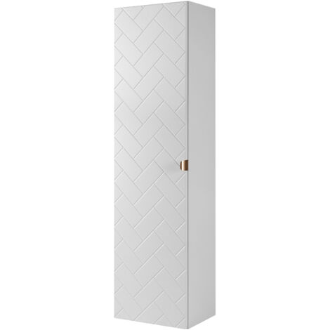 Meuble de salle de bain, Blanc Mat, 35 × 136 × 27 cm, poignées dorées (1/5)