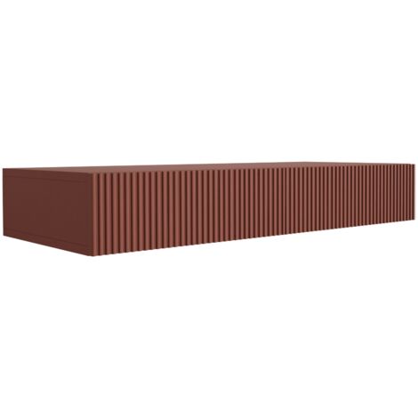 Coiffeuse suspendue avec deu× tiroirs, façade rainurée - Couleur : rouge brique, 100 × 40 × 16 cm (1/3)