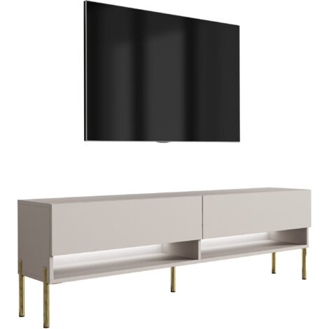 Meuble TV 170 cm Cachemire, pieds droits dorés, LED blanche, 170 × 32 × 52 cm (1/5)